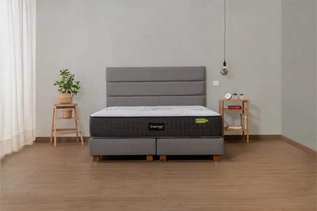 colmol-bett-decor-sommier-140x190-cm-gris-fonc-pieds-inclus image 1