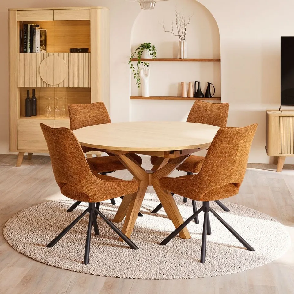 hemisphere-sud-gilles-table-ronde-extensible-bois-nature-6-places image 1