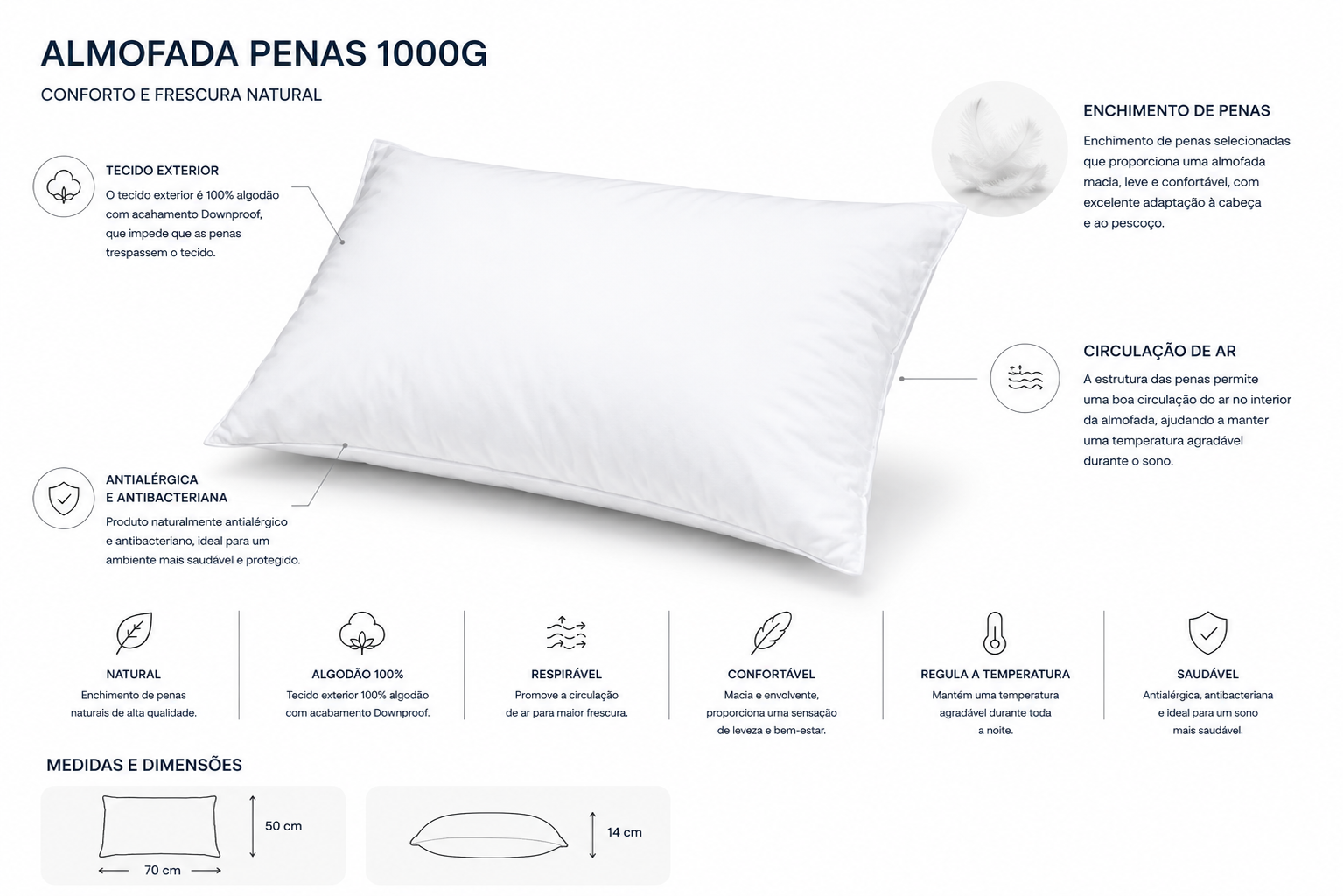 colmol-coussins-oreiller-en-plume-70x50cm-respirant image 2