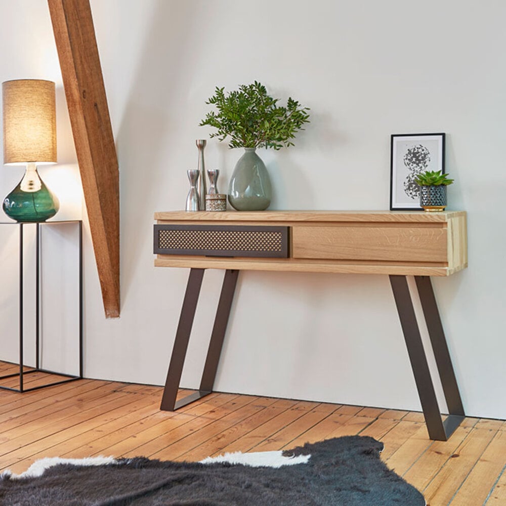 hemisphere-sud-floris-console-2-tiroirs-bois-massif image 1